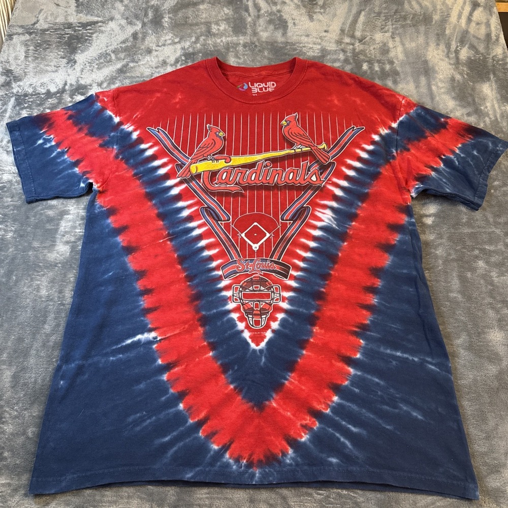 St Louis Cardinals Tie Dye Tshirt Mens XL Liquid Blue MLB Baseball Red Blue